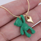 Cute little bear Heart Shape Copper 18K Gold Plated Plating Pendant Necklace-Bijou Crush