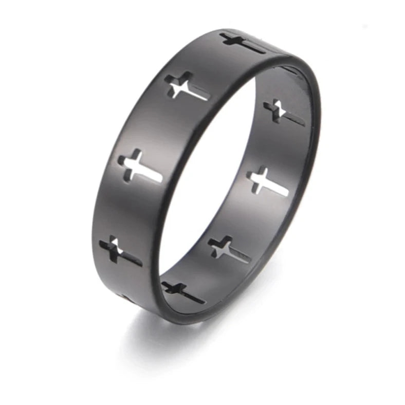 Unisex Geometric Cross Titanium Steel Polishing Rings-Bijou Crush