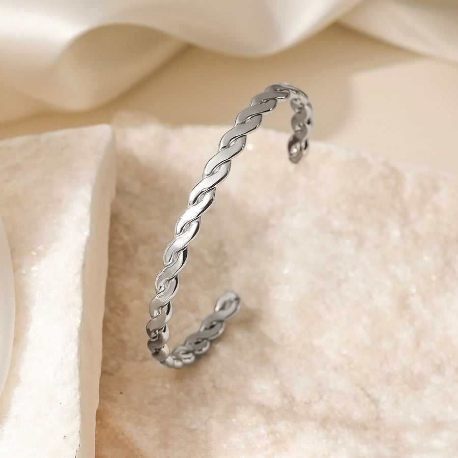 Simple Style Commute Geometric 304 Stainless Steel Cuff Bracelets-Bijou Crush