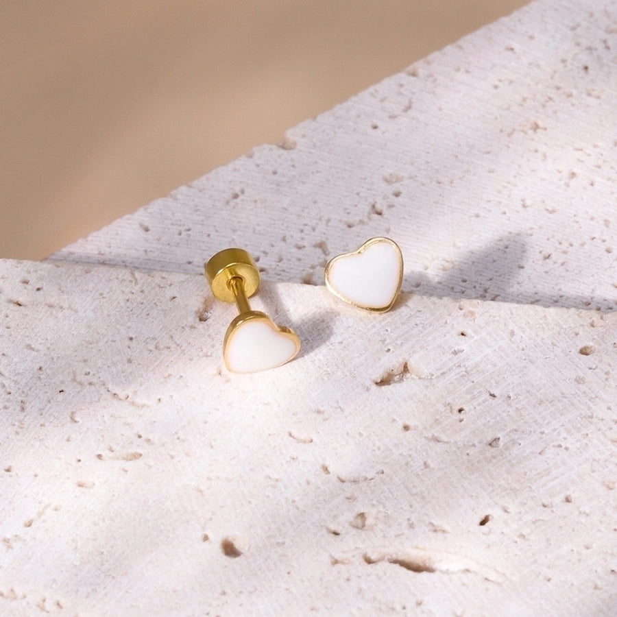 Heart Shape 201 Stainless Steel 18K Gold Plated Ear Studs Earrings-Bijou Crush