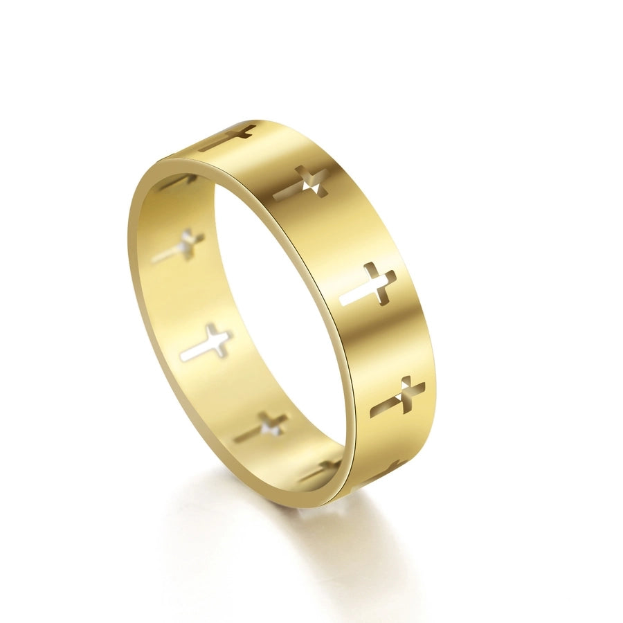 Unisex Geometric Cross Titanium Steel Polishing Rings-Bijou Crush