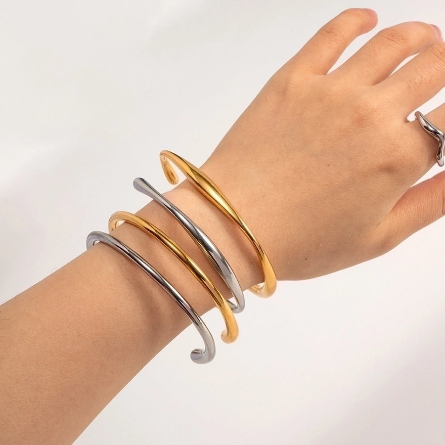 Elegant Solid Color Stainless Steel Cuff Bracelets-Bijou Crush