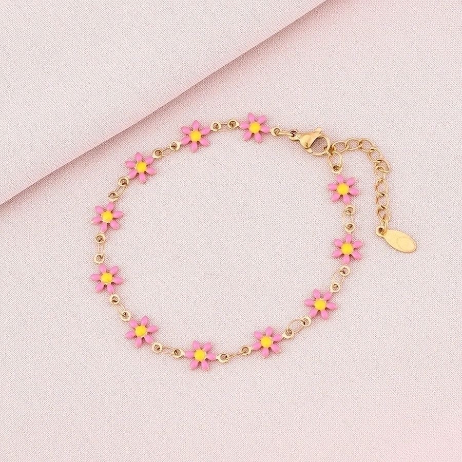 Basic Flower Stainless Steel 18K Gold Plated None Bracelets-Bijou Crush