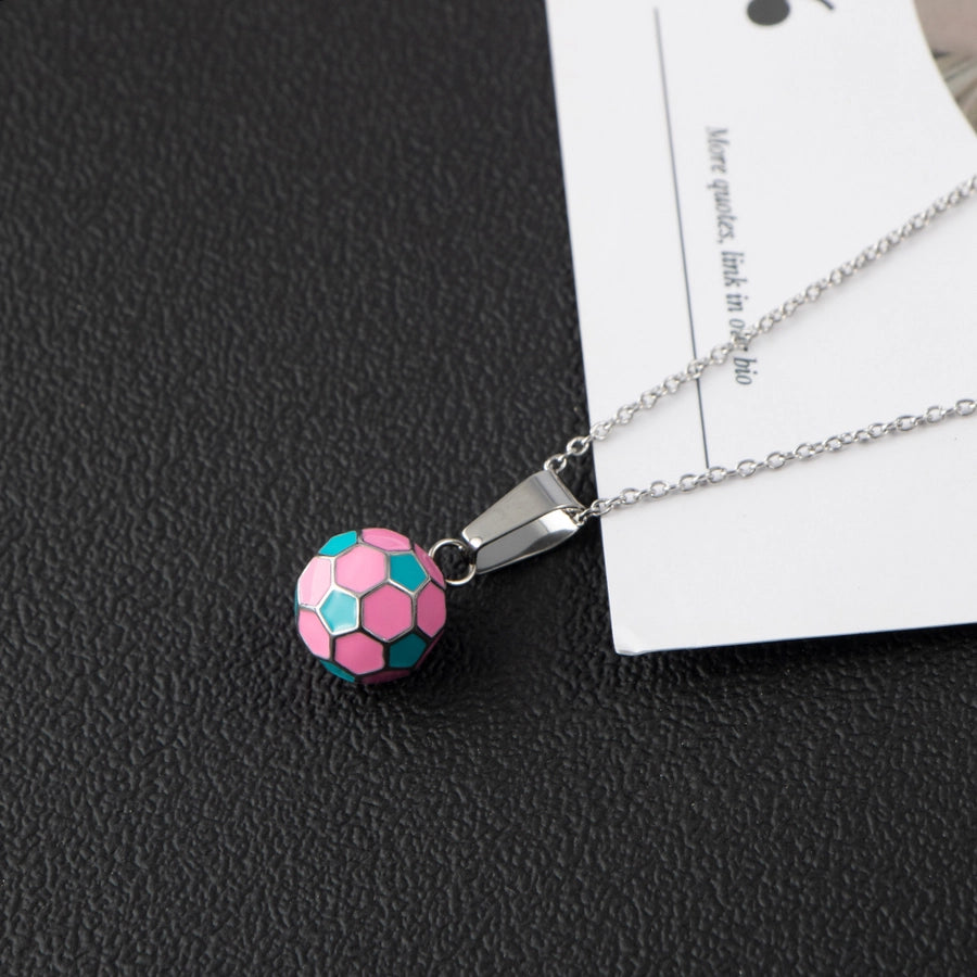 Simple Style Football 304 Stainless Steel Epoxy 18K Gold Plated Pendant Necklace-Bijou Crush