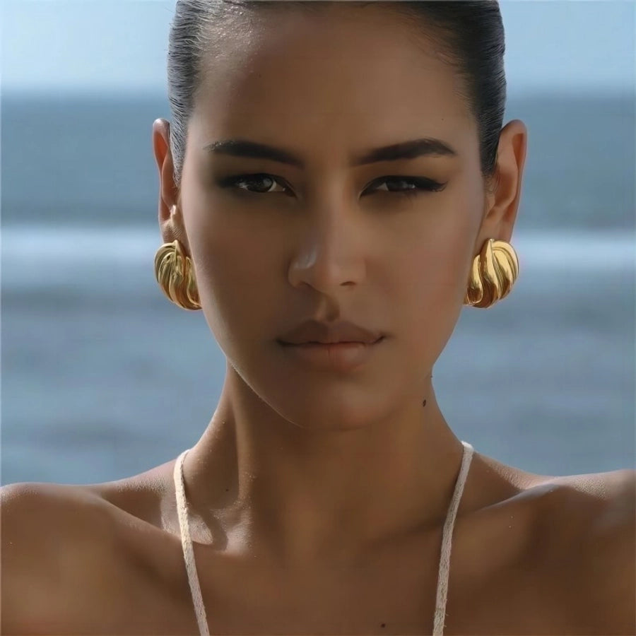 Geometric Polished Ear Studs – 18K Gold-Plated Stainless Steel-Bijou Crush