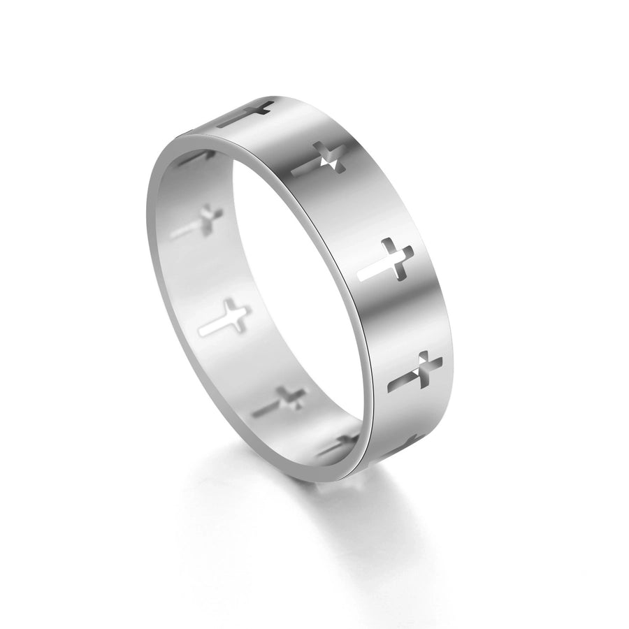 Unisex Geometric Cross Titanium Steel Polishing Rings-Bijou Crush