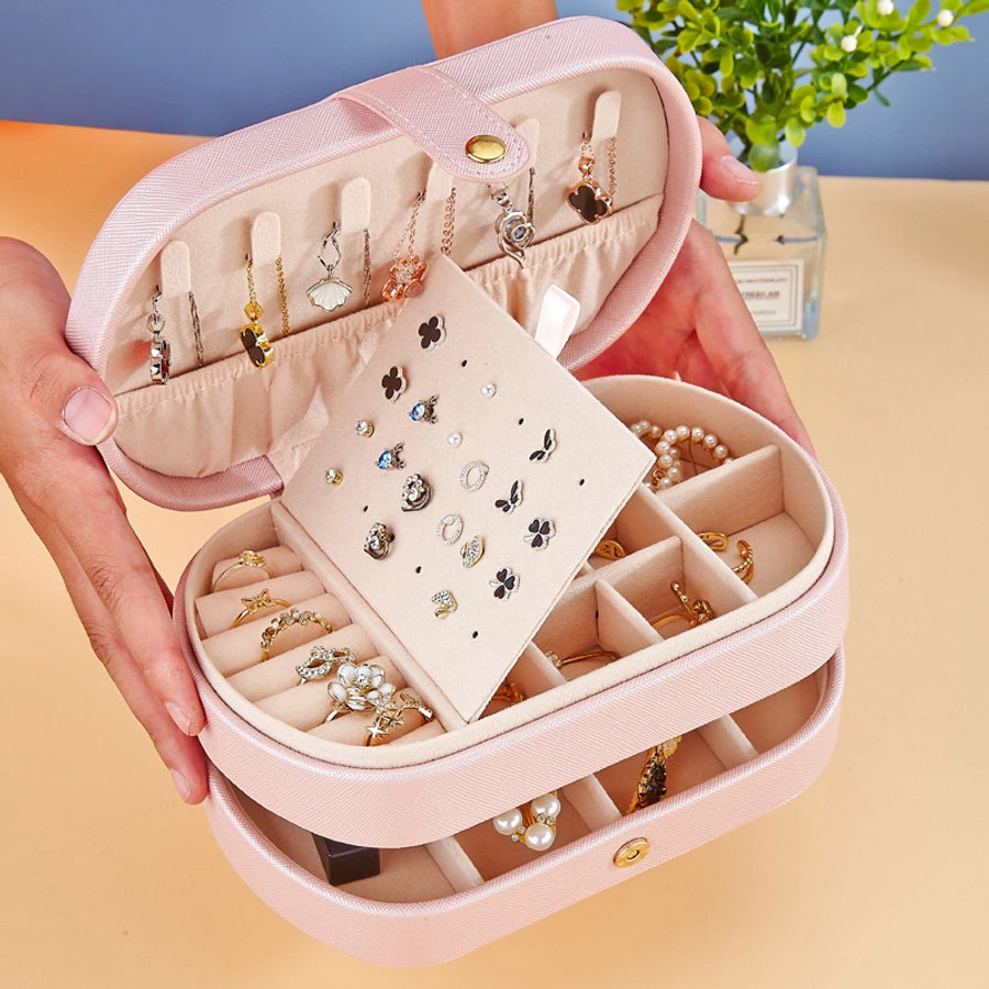 Retro Solid Color Pu Leather Jewelry Boxes-Bijou Crush