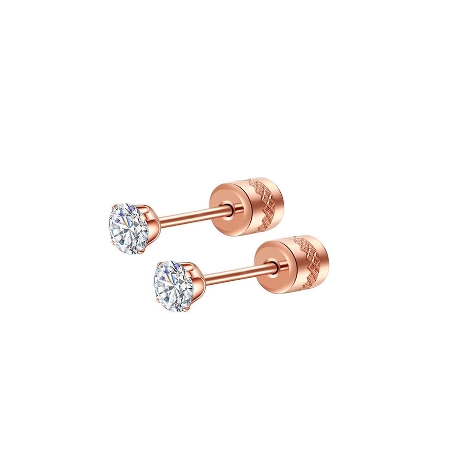 Round Inlay 304 Stainless Steel Zircon 18K Gold-Plated Earrings – Timeless Elegance-Bijou Crush