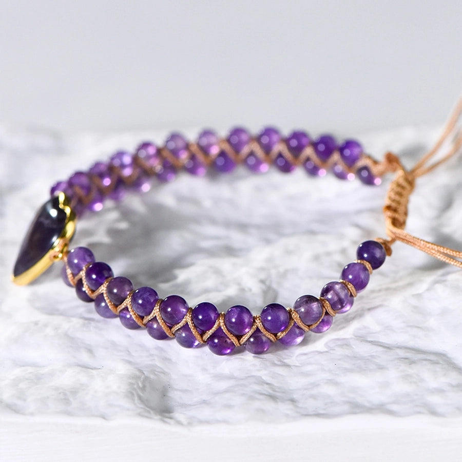 Beautiful Heart Shape Crystal Bracelets in Amethyst & Labradorite-Bijou Crush