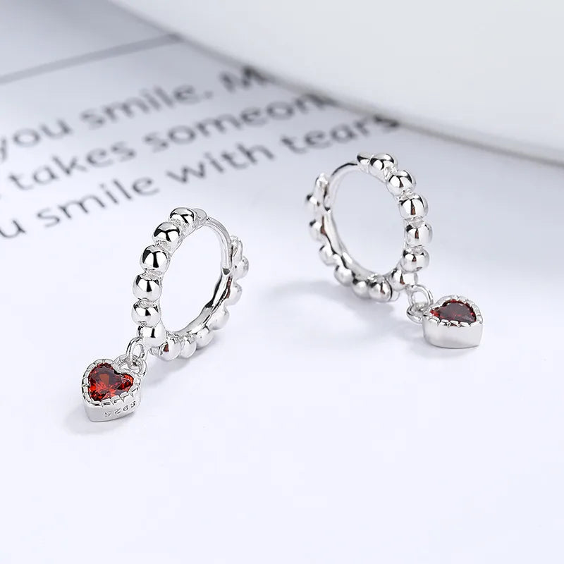925 Sterling Silver Heart Shape Drop Earrings-Bijou Crush