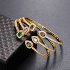 Trendy Square Zircon Bangle – Water Droplet Charm in Gold-Plated Copper-Bijou Crush