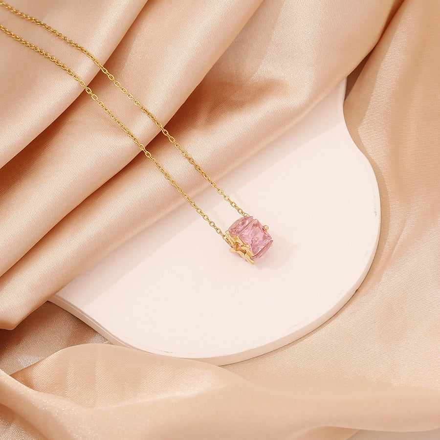 Classic Square Jewelry in 304 Stainless Steel Diamond - 18K Gold Plated Necklace-Bijou Crush