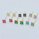 925 Sterling Silver Artificial Diamond Flower Stud Earrings-Bijou Crush