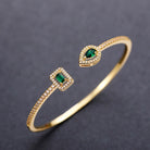 Trendy Square Zircon Bangle – Water Droplet Charm in Gold-Plated Copper-Bijou Crush