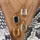 French Classic Square Pendant Necklace – 304 Stainless Steel with Zircon Inlay-Bijou Crush