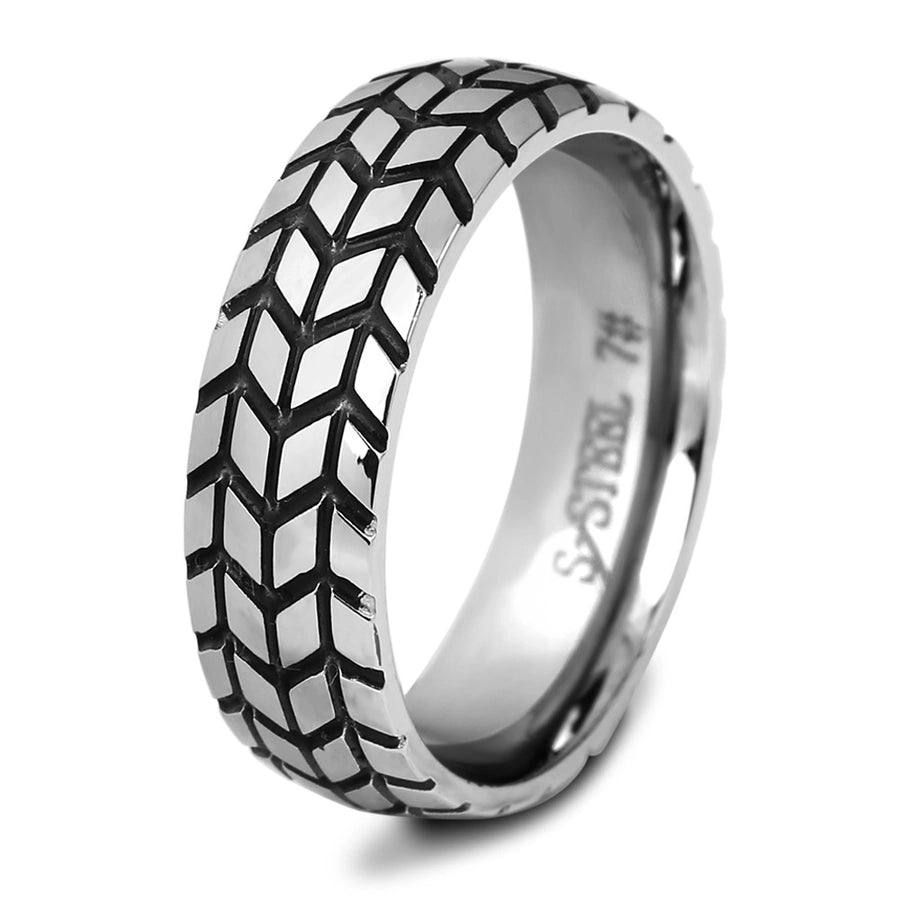 Men's 18K Gold Plated Tire Pattern Titanium Steel Ring-Bijou Crush
