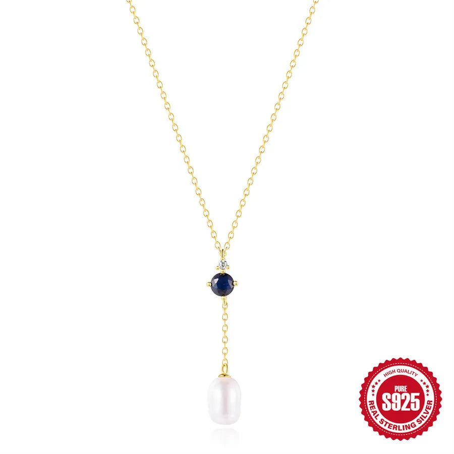 925 Sterling Silver Geometric Pendant Necklace with Zircon and Beads-Bijou Crush
