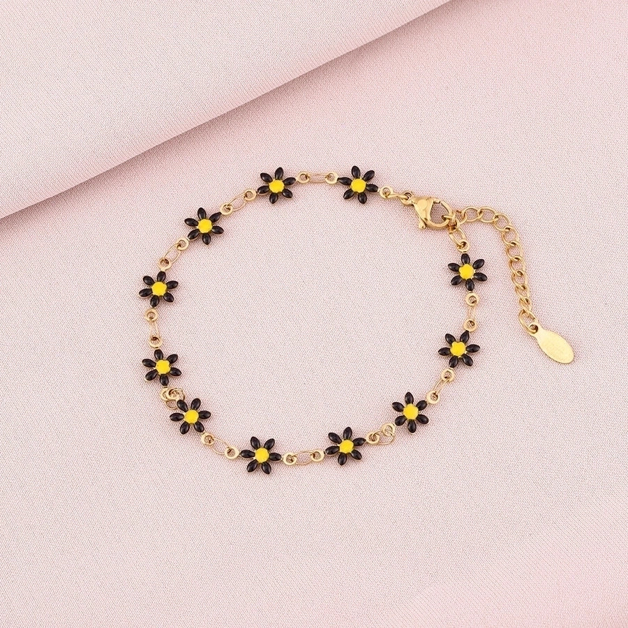 Basic Flower Stainless Steel 18K Gold Plated None Bracelets-Bijou Crush
