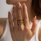 Timeless C Shape 304 Stainless Steel Zircon Plating Inlay Open Rings-Bijou Crush