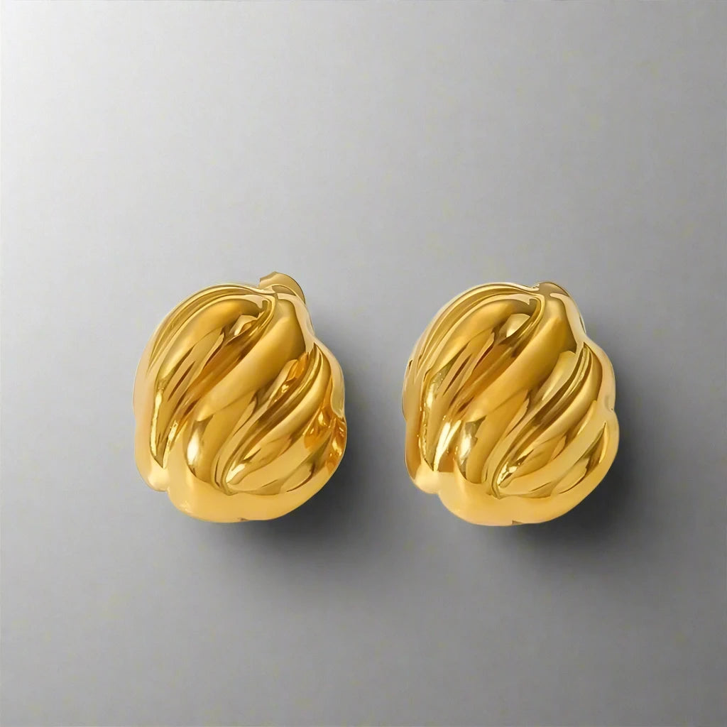 Geometric Polished Ear Studs – 18K Gold-Plated Stainless Steel-Bijou Crush