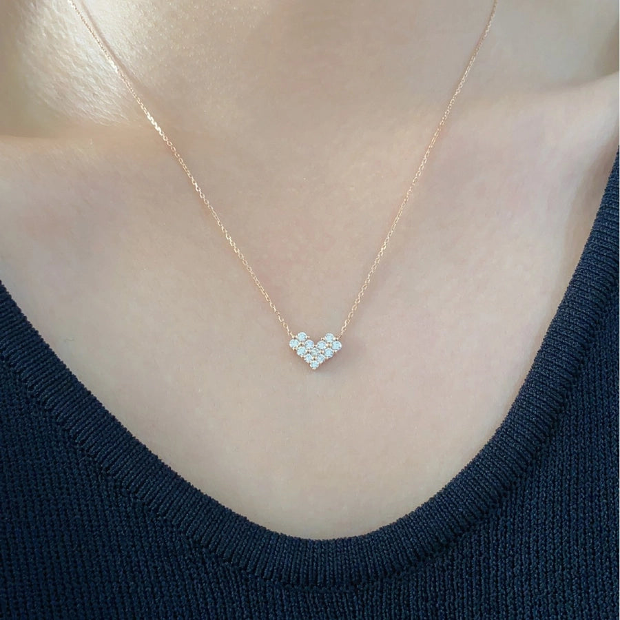 925 Sterling Silver Zircon cable chain Inlay Heart Shape Necklace-Bijou Crush