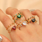 Vintage Heart Zircon Open Ring-Bijou Crush