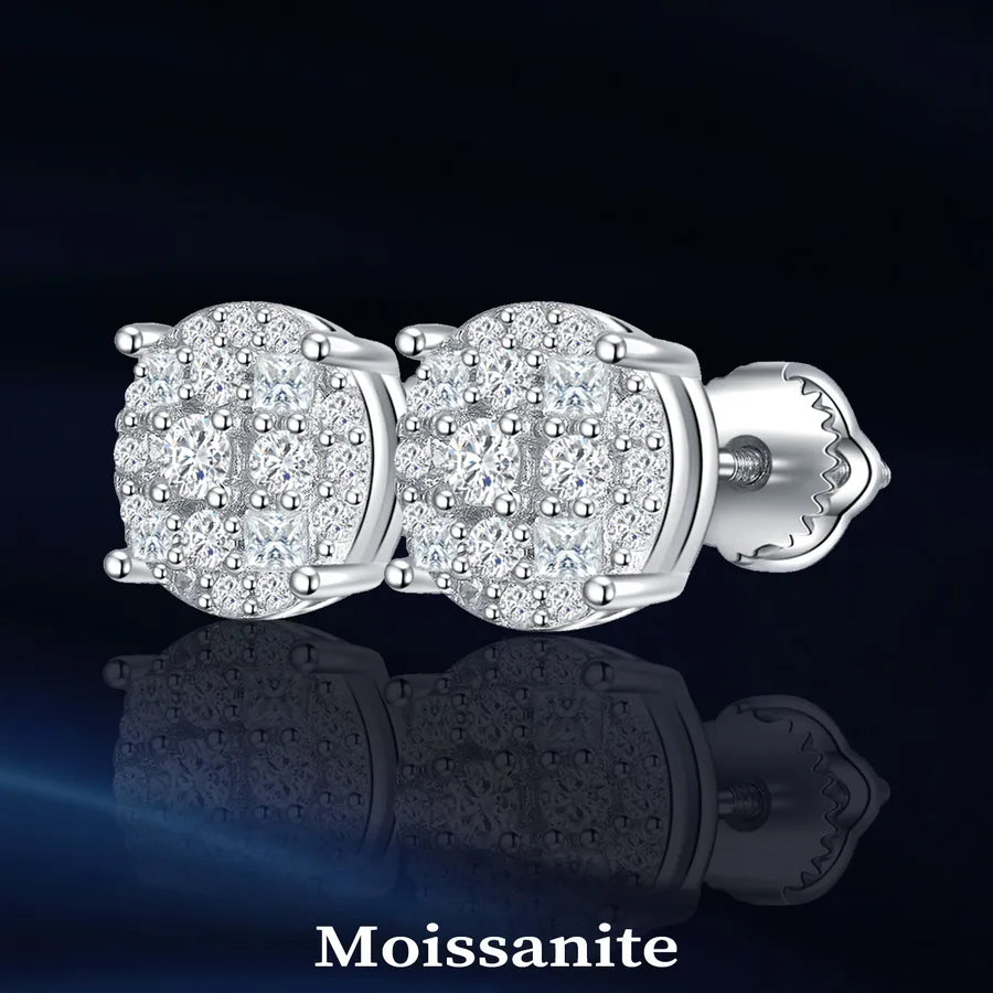 0.44 Carat Rhodium Plated 925 Sterling Silver Moissanite Ear Studs-Bijou Crush