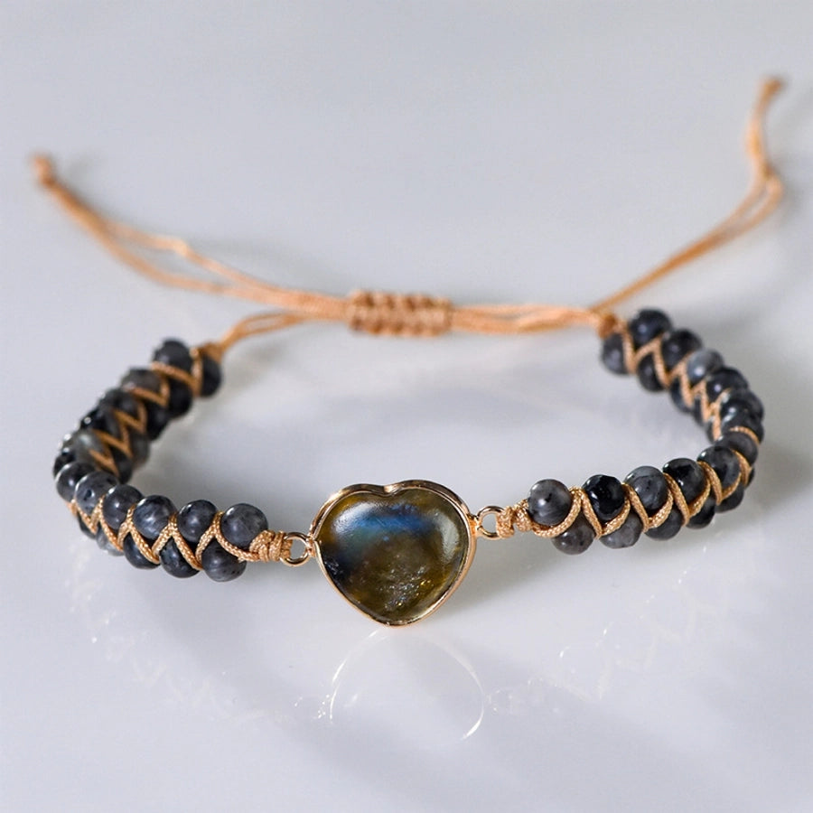 Beautiful Heart Shape Crystal Bracelets in Amethyst & Labradorite-Bijou Crush