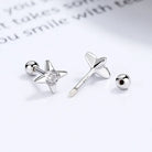925 Sterling Silver Zircon Sun Star Screw Back Stud Earrings-Bijou Crush