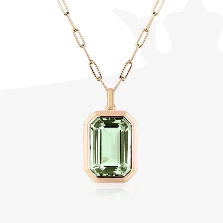 French Classic Square Pendant Necklace – 304 Stainless Steel with Zircon Inlay-Bijou Crush