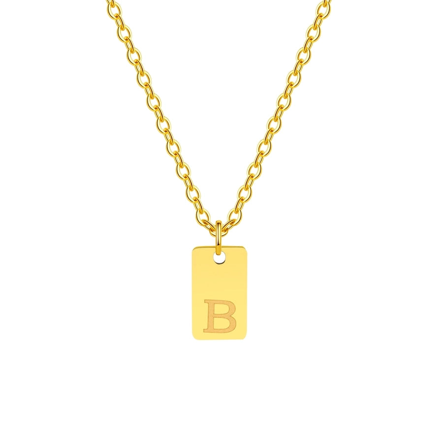 304 Stainless Steel 18K Gold Plated IG Style Letter Pendant Necklace-Bijou Crush