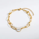 Fashion Eye Stainless Steel Natural Stone Plating 18K Gold Plated Bracelet-Bijou Crush