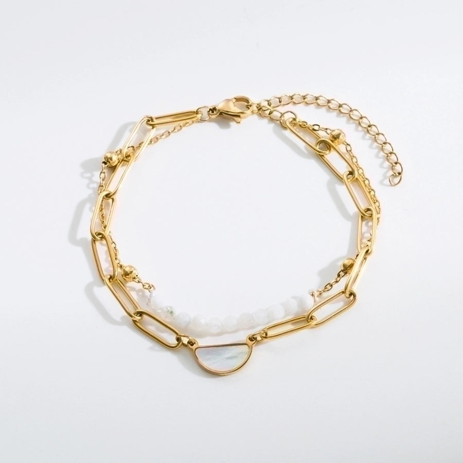 Fashion Eye Stainless Steel Natural Stone Plating 18K Gold Plated Bracelet-Bijou Crush