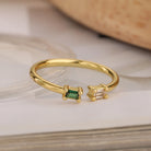 Simple Style Commute Square Copper Plating Inlay Zircon 18K Gold Plated Open Ring-Bijou Crush