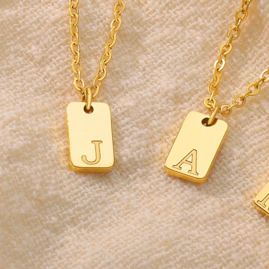 304 Stainless Steel 18K Gold Plated IG Style Letter Pendant Necklace-Bijou Crush