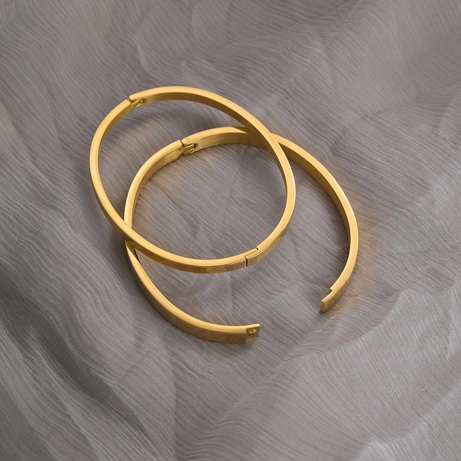 Simple Style Geometric Solid Color 304 Stainless Steel Gold Plated Bangle-Bijou Crush