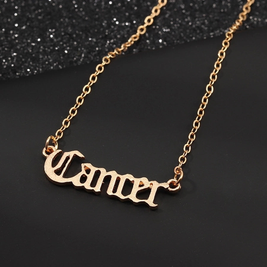 Fashion Letter Alloy Zodiac Sign Pendant Necklaces-Bijou Crush