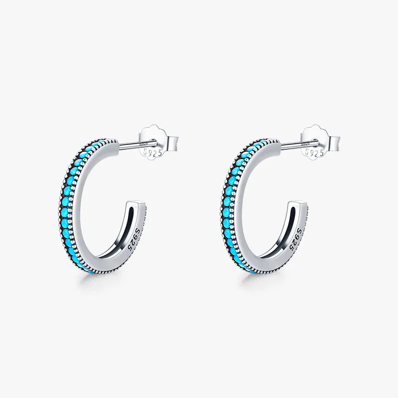 925 Sterling Silver Turquoise Semicircle Ear Studs-Bijou Crush