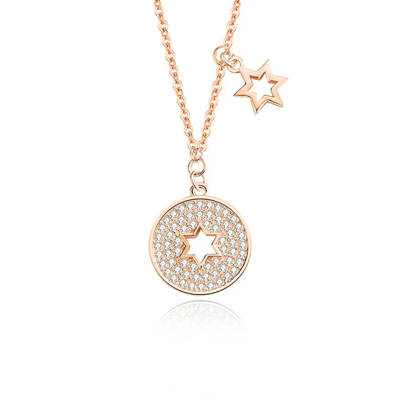 925 Sterling Silver Zircon Inlay Star Pendant Necklace-Bijou Crush
