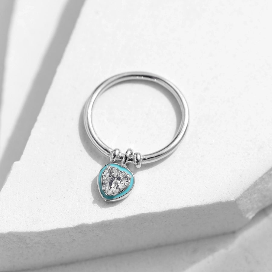 925 Sterling Silver Heart Charm Ring-Bijou Crush