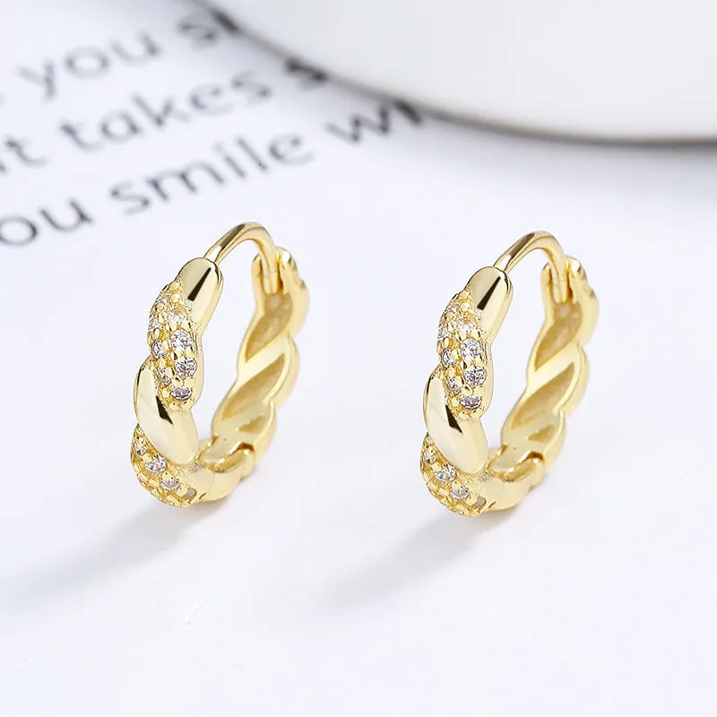 925 Sterling Silver Zircon Geometric Hoop Earrings-Bijou Crush