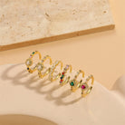 Vintage-Inspired Simple Round Copper-Plated Open Ring with Zircon Inlay and 14K Gold Plating-Bijou Crush