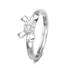 White Gold Plated 925 Sterling Silver Zircon Bow Knot Open Ring-Bijou Crush