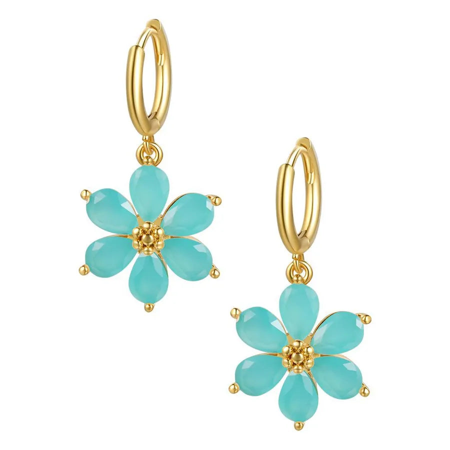 Fashion Flower Copper Artificial Gemstones Earrings-Bijou Crush