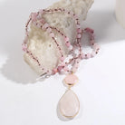 Bohemian Water Droplets Natural Stone Glass Pendant Necklace Sweater Chain Necklace-Bijou Crush