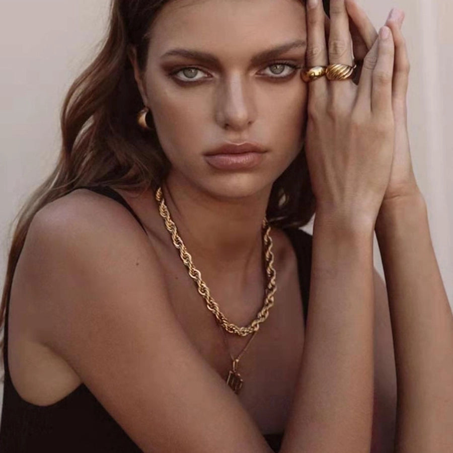 Shiny Shell Inlaid Gold Necklace-Bijou Crush