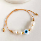 Vintage Baroque Devil’s Eye Freshwater Pearl Drawstring Bracelet-Bijou Crush