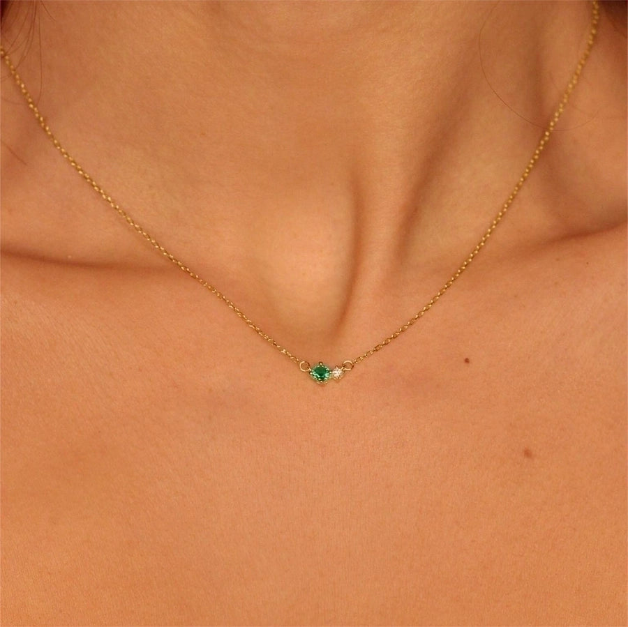 Retro Vibes Pendant Necklace - 18K Gold-Plated Stainless Steel with Sparkly Zircon-Bijou Crush