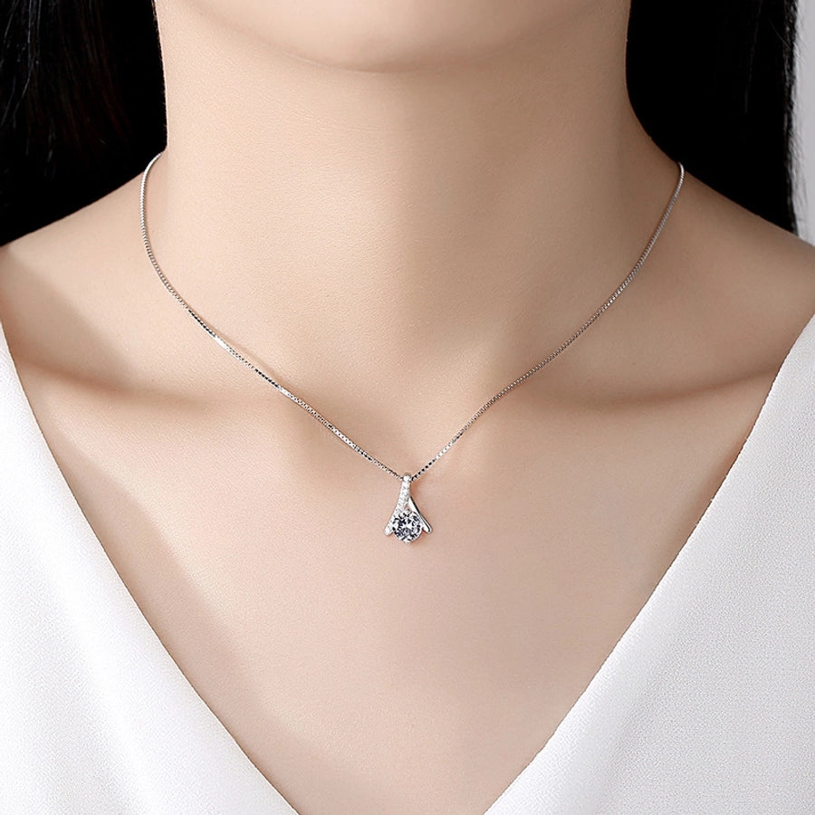 Geo Sparkle Pendant – 925 Sterling Silver with Zircon Inlay Necklace-Bijou Crush
