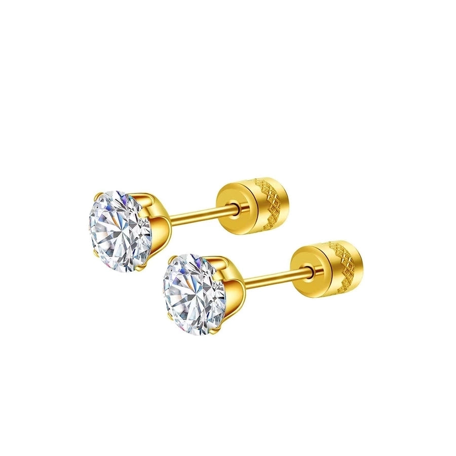 Round Inlay 304 Stainless Steel Zircon 18K Gold-Plated Earrings – Timeless Elegance-Bijou Crush